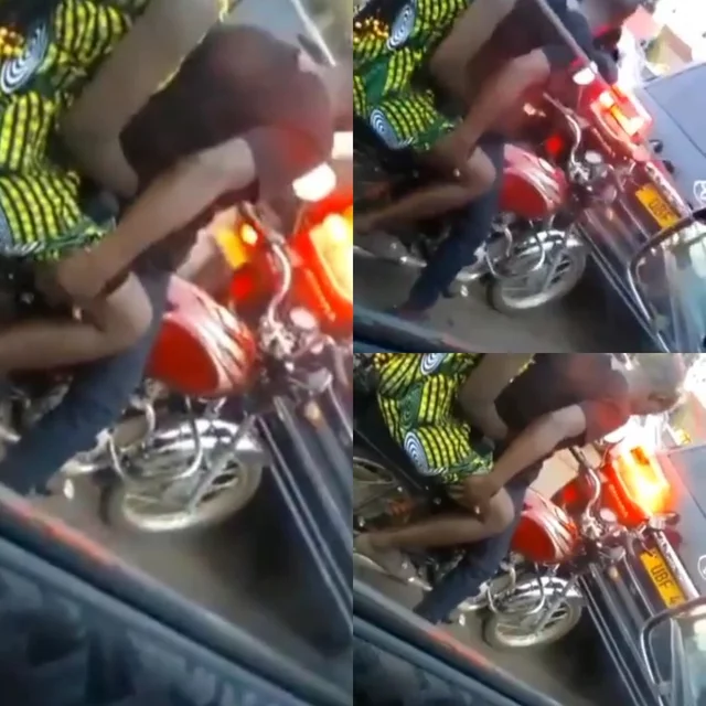 Okada rider spotted s*xually massaging the thighs of his female passenger (photos)