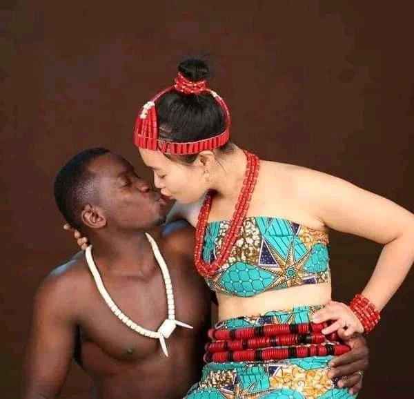 Lovely Traditional Wedding photos of a Korean woman and her African husband surfaces online