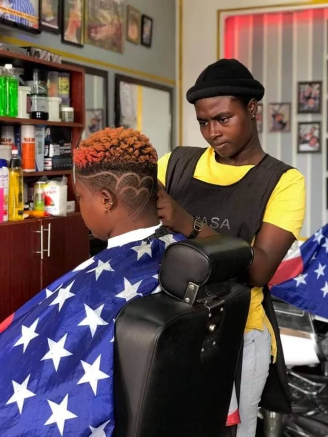 Meet Adwoa Pee, a beautiful female barber in Ghana trending on social media