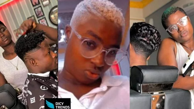 Meet Adwoa Pee, a beautiful female barber in Ghana trending on social media