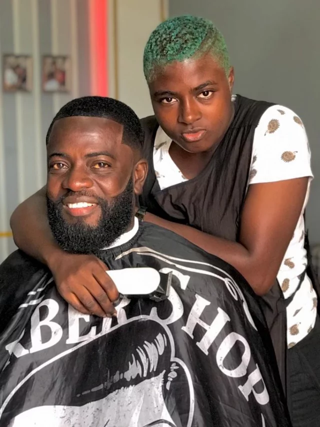 Meet Adwoa Pee, a beautiful female barber in Ghana trending on social media