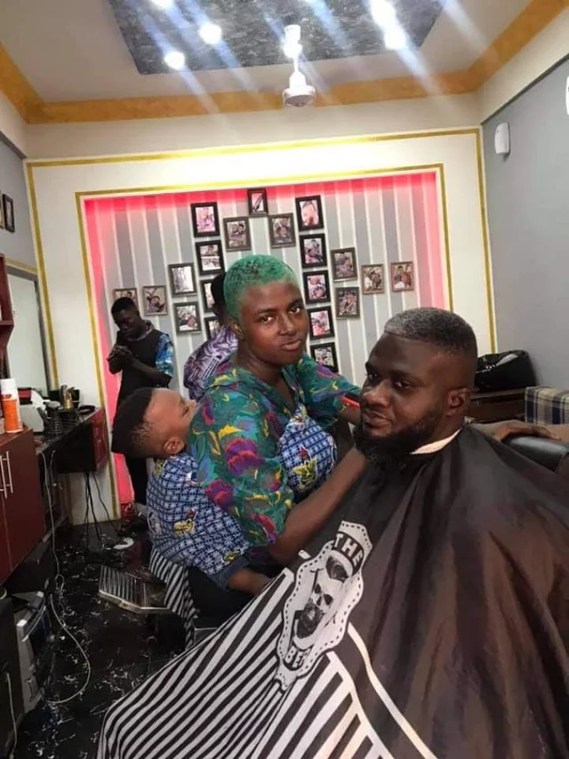 Meet Adwoa Pee, a beautiful female barber in Ghana trending on social media