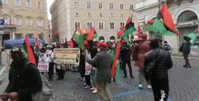 Nnamdi Kanu’s supporters stage protest in Italy