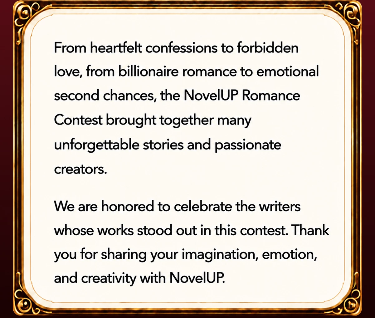 Romance Contest Winners 2