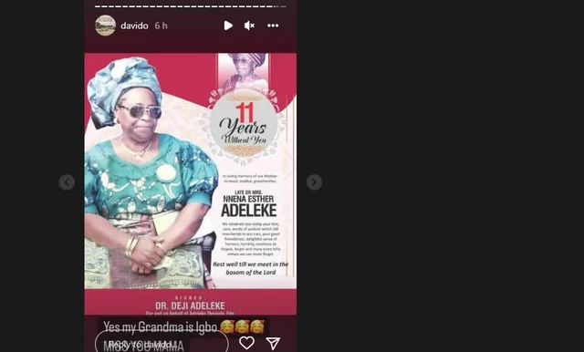 “The Igbo Blood in You No Go Minus” – Reactions As Davido Mourns Grandma Nnena Adeleke 11 Yrs After Her Death 2 20220723111105 2128369379 9114775641459757453 640 386 85 webp